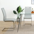 thumbnail image 3 of 6 Pieces Dinner Chairs, Faux Leather Dinning Chairs with High Backrest and Upholstered Cushion Seat, Modern Dining Table Chairs with C-shaped Metal Legs,Gray+Silver, 3 of 9