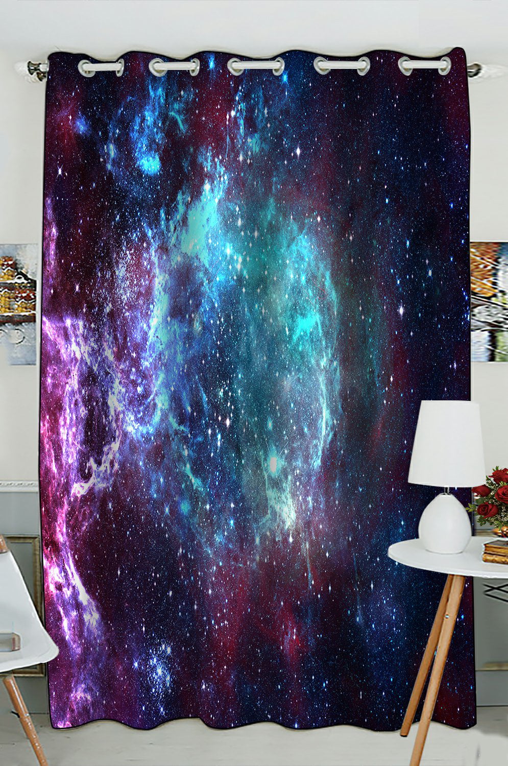 Phfzk Galaxy Space Window Curtain, Nebula Universe Space Window Curtain ...