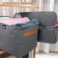 thumbnail image 4 of PartyKindom 3Pcs Grey Closet Organizer Fabric Storage Bins with Handles for Home Clothes, 4 of 10