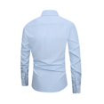 thumbnail image 4 of Domuza Mens Dress Shirts Long Sleeve Stretch Wrinkle-Resistant Classic Fit Formal T Shirts Business Casual Solid Button Up Lapel Blouse Light Blue M, 4 of 5