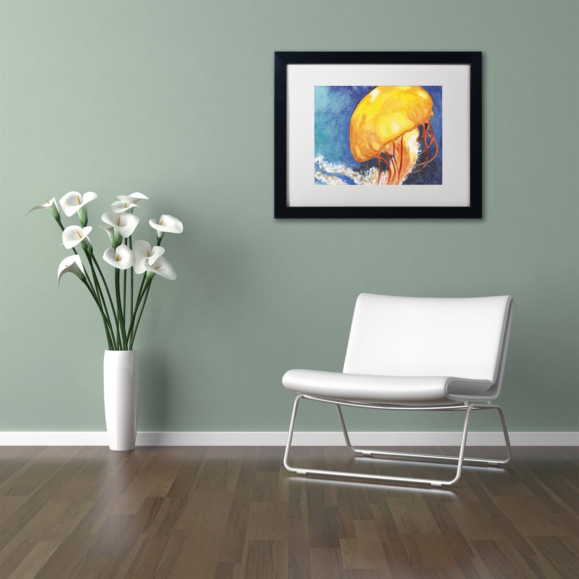 Trademark Fine Art "Jelly Fish II" Canvas Art by Jennifer Redstreake White Matte, Black Frame