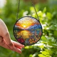 thumbnail image 3 of Mountain Range Stained Glass Suncatcher Ornament, Nature Suncatcher For Window Hanging, Stained Glass Window Decor, Mother's day Home Decor, 3 of 6