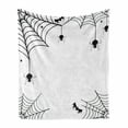 thumbnail image 1 of Spider Web Soft Flannel Fleece Blanket, Spiders Bats and Little Stars Monochrome Cobwebby Design Spooky Horror Elements, Cozy Plush for Indoor and Outdoor Use, 70" x 90", Black White, by Ambesonne, 1 of 6