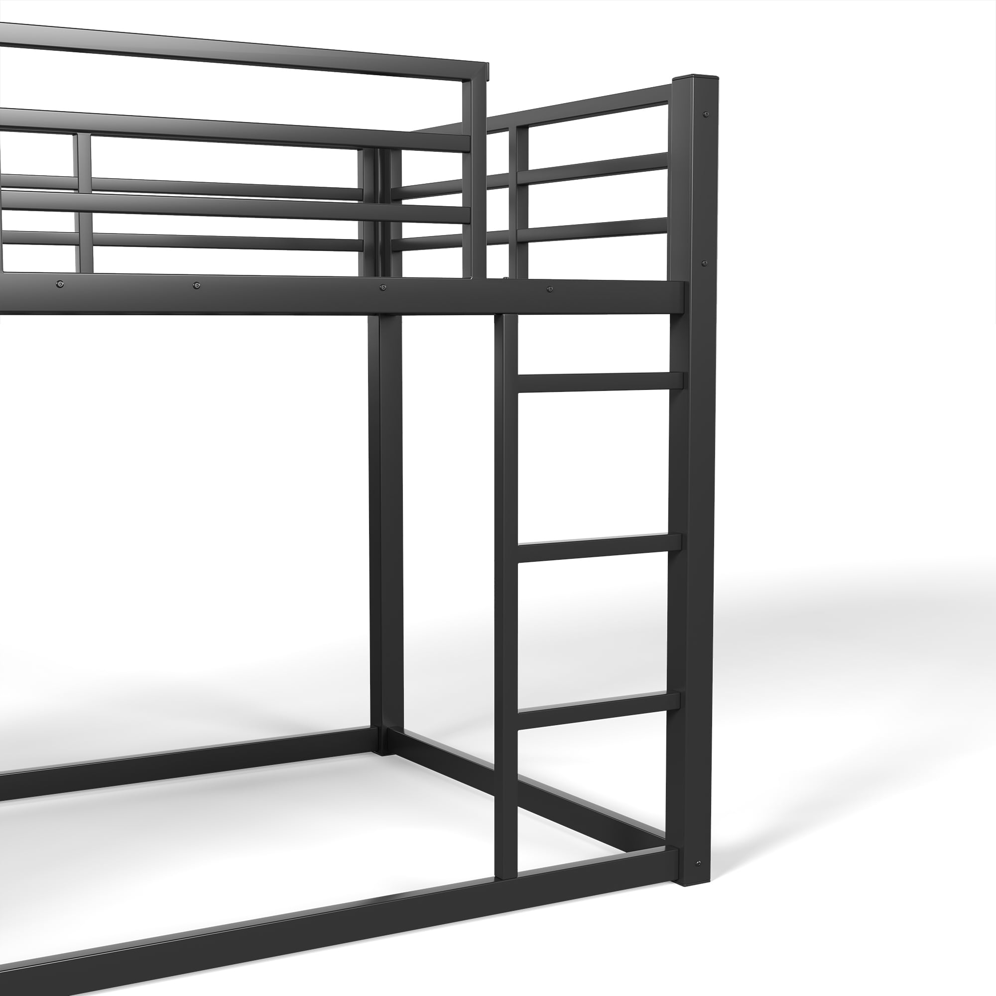 Leumius Metal Bunk Bed Twin over Twin with Storage Shelves and Drawers,Metal Bunk Bed Frame with LED Lights,No Box Spring Need,Black