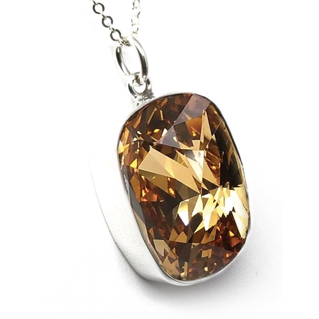 Collar Zvezda Baguette color Colorado Topaz XL plata .925 Zvezda ZCO-BAG27-LCT