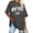 Grey, variant on Womens T Shirts Loose Fit Swea Summer Half Sleeved Long Shirt Vintage New York Letter Print Tshirts Top