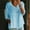 B252 Blue womens summer tops clearance under $5, variant on Women Tops under $5! Cagogo Linen Shirts for Women Summer Boho Lace Crochet 3/4 Sleeve Tunic Top Cotton Casual Loose Cute Plus Size Peasant Blouse Shirts Blusas Casuales de Mujer Bonitas