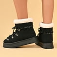 thumbnail image 4 of Rokment Platform Winter Combat Boots for Women Fashion Casual Plush Lined Warm Mid Calf Snow Ankle Booties in Cold Weather Black Size 8.5, 4 of 8
