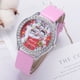 thumbnail image 2 of Regalo de reloj de cuarzo con correa de PU con pantalla analógica informal con patrón navideño lindo unisex (rosa), 2 of 2