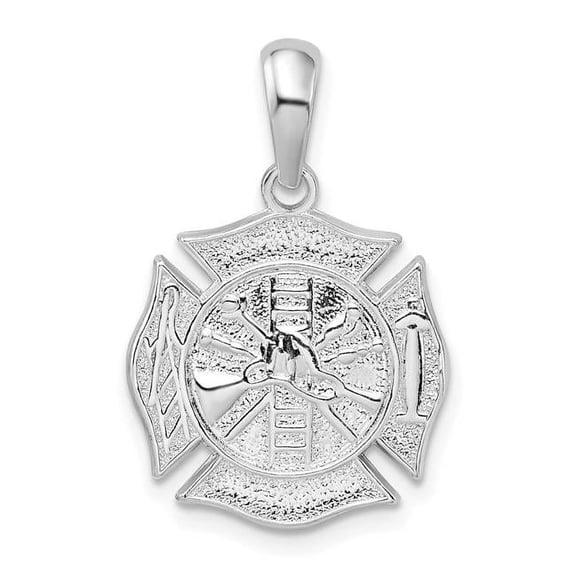 Finest Gold Sterling Silver Polished Reversible Fireman Medal Pendant