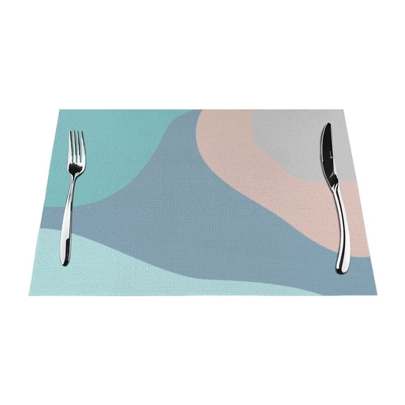 YFYANG Washable Heat-Resistant Placemats, 70% PVC/30% Polyester, Abstract Line Art Kitchen Table Mat, 12" x 18" 4 Piece