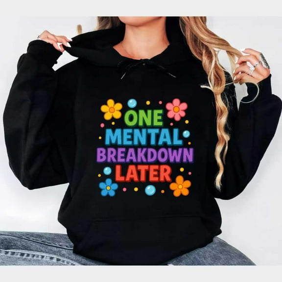 Hooded Womens Letter Graphic Tee Top Hoodie Floral Breathable Casual long-sleeved Black S-2XL