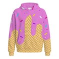 thumbnail image 3 of Kids Boys Girls Dripping Ice Cream Sprinkle Print Waffle Knit Hoodie Long Sleeve Hooded Sweatshirt With Front Pocket Casual Tops For Teen 4-14 Years, 3 of 4