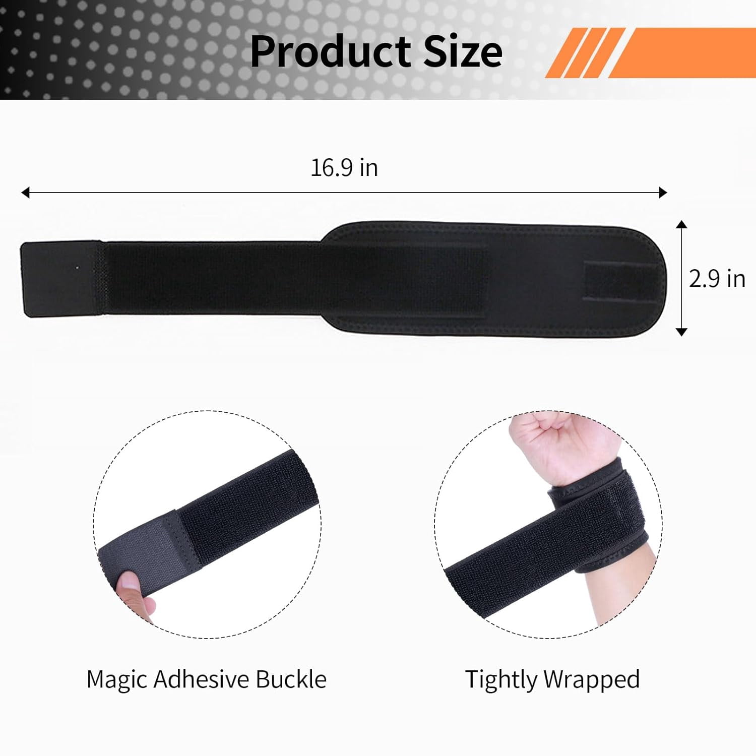 Black Elbow Brace for Tennis- Adjustable Arm Strap Support for Men and Women - Provides Effective Compression and Support for Tennis Elbow and Golfer's Elbow, Great Support for Forearm, 1PK