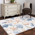 thumbnail image 4 of Coastal Ocean Washable Area Rugs 4'x6', Yellow Blue Starfish Shell Coral Marine Life Low Pile Throw Living Room Rug Non-Slip Sturdy Edge Binding Carpet for Indoor Entryway Bedside Kitchen, 4 of 9