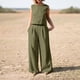 thumbnail image 2 of Blusa sin mangas lisa con cuello redondo para mujer a la moda de 2 piezas + conjuntos de pantalones con bolsillos sueltos Wmkox8yi  bvn2629, 2 of 9