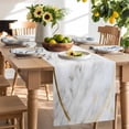thumbnail image 3 of Burlap Table Runner 90 Inches Long, Modern Marble Texture Non-Slip Kitchen Table Runners for Dining Room Everyday Use Party Table Decorations Abstract Golden Circle, 3 of 9