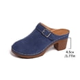 thumbnail image 7 of Rokment Womens Platform Chunky Block High Heels Dressy Clogs and Mules Slip on Sandals 2026 Summer Fashion Casual Suede Closed Toe Buckles Heeled Ladies Dress Slides Blue Size 6.5, 7 of 7