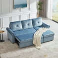 thumbnail image 1 of SEGMART Mid-Century Sectional Sofa with Pull-Out Twin Size Sleeper, 83.46" x 53.54" x 34" Upholstery Fabric Sectional Sofas Sleeper with Storage Chaise Lounge, Solid Wood Frame, 900lbs, Blue, SS1646, 1 of 9