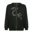 thumbnail image 2 of Veste Décontractée à Capuche pour Femmes, Manches Longues, Fermeture Éclair, Imprimé Dragon avec Poches, 2 of 7