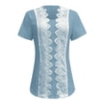 thumbnail image 4 of EchfiProm Square Neck Tops for Women Casual T-Shirts Light Blue Short Sleeve Pullover Lace Solid Womens, 4 of 5