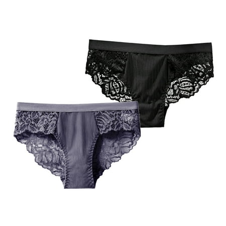 

Baywell 2 Pack Underwear for Women Soft Stretch Briefs Low Rise Lace Bikini Panties Multi-pack