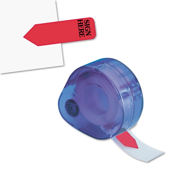 Redi-Tag Arrow Message Page Flags in Dispenser, "Sign Here", Red, 120/Dispenser -RTG81054
