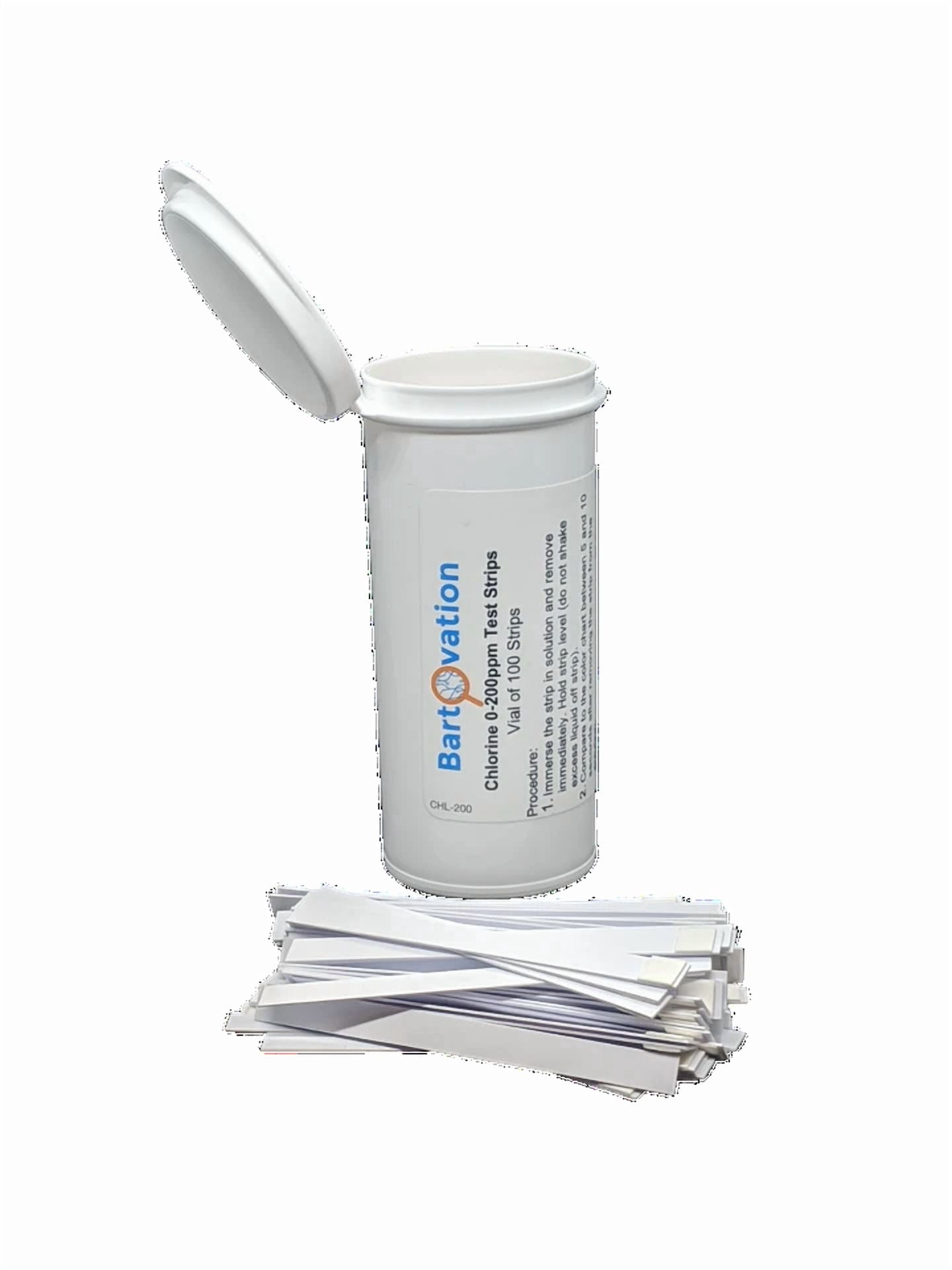 CRESTIN- Mid-Level Chlorine Test Strips, 0-200 Ppm [Vial Of 100 Plastic Strips]