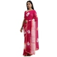 thumbnail image 1 of eloria Women's Poly Chiffon Partywear Saree Jaipuri Bandhej Style Sari with Readymade Blouse, Color: Pink & White | Size: 36, 1 of 7