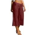 thumbnail image 6 of wyat Capri Pants for Women Cotton Linen Lightweight Casual Loose Elastic Waist Drawstring Wide Leg Capris Trousers with Pocket, 6 of 7