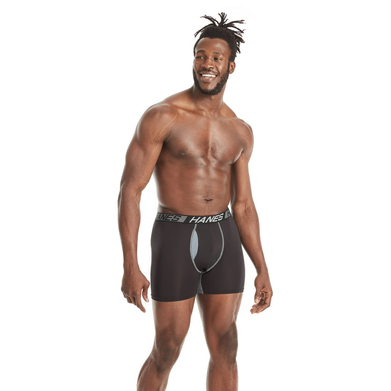 Hanes Total Support Pouch Men's Boxer Briefs Pack, Anti-Chafing,  Moisture-Wicking Underwear, Odor Control (Reg or Long Leg) at  Men's  Clothing store