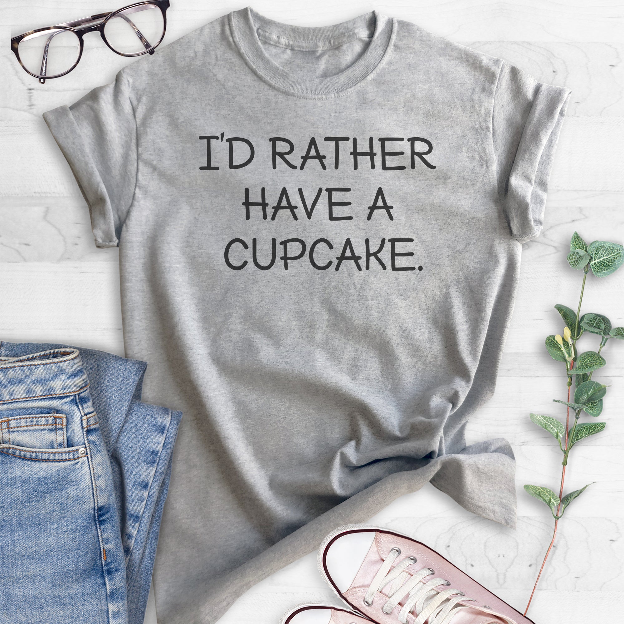 I'd Rather Have A Cupcake T-shirt, Unisex Women's Men's Shirt, Cupcake T-shirt, Heather Gray, X-Large - image 2 of 6