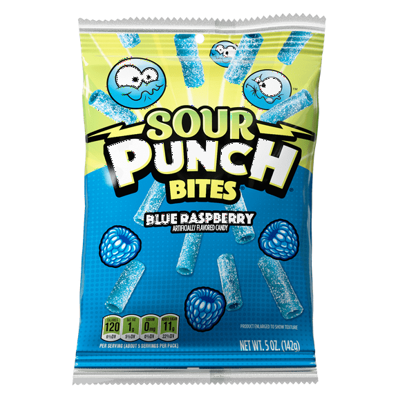 Sour Punch Bites, Blue Raspberry Candy, 5oz Bag