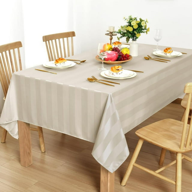 Striped Rectangular Table Cloth Stain and Spillproof Washable Polyester Fabric Table Cloth for Dining Tables x