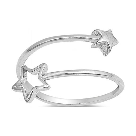 Sterling Silver Cutout Stars Adjustable Wire Ring