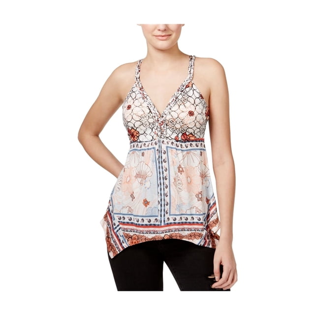 American Rag Débardeur Imprimé Ourlet Asymétrique pour Femmes, Rouge, Petit