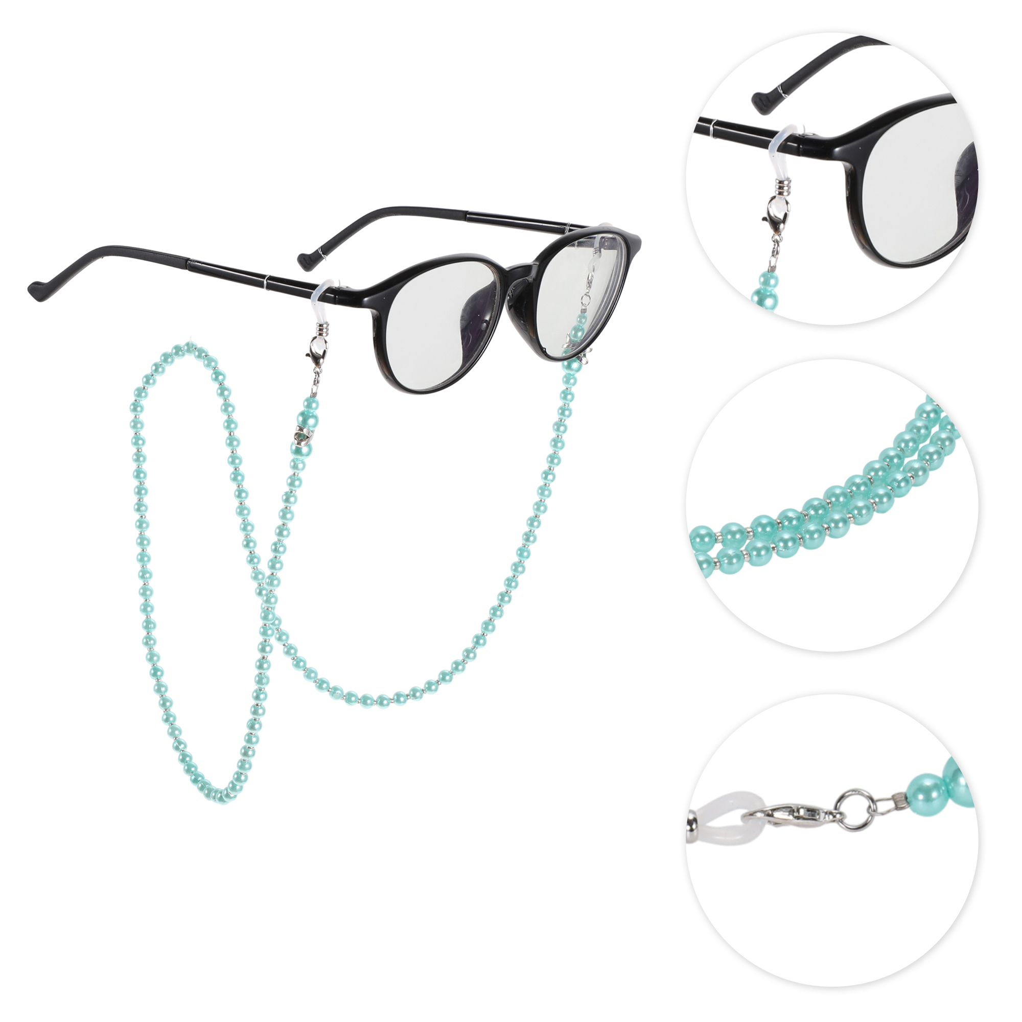 Unique Bargains Imitation Pearl Pattern Eyeglass Chain 29.53" 1 Pc Light Blue