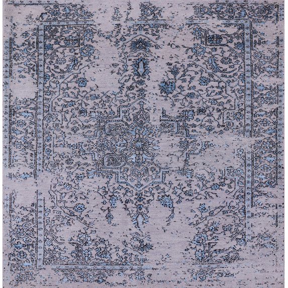 Ahgly Company Machine Washable Indoor Square Industrial Modern Wisteria Purple Area Rugs, 6' Square