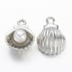 thumbnail image 1 of Alloy Charms with Acrylic Pearl Shell Platinum 12x9x5.5mm Hole: 1mm, 1 of 2