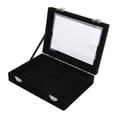 thumbnail image 4 of Caja de exhibición de joyas con 7 ranuras, de terciopelo, para guardar anillos, joyas, aretes y collares, color negro., 4 of 14