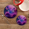 thumbnail image 6 of Coolnut Purple Flowers and Butterflies Round Woven Potholders Set Trivets for Hot Dishe Heat Resistant Non-Slip Trivets for Cooking and Baking Kitchen Home Decor, 6 of 7