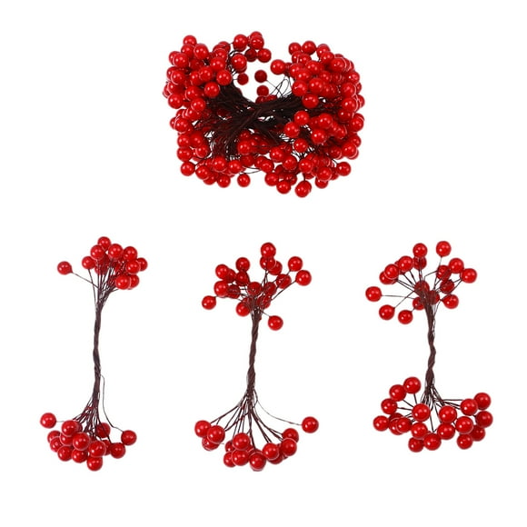 OULII 400Pack Artificial Berries For Decoration Wreaths Red Foam Elliptical Shape Christmas Holiday Functions
