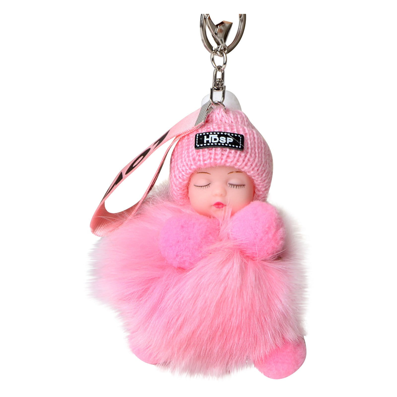 Heiheiup Pendant Baby Chains Bags PomPom Keyrings Cute Doll Key