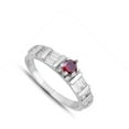 thumbnail image 4 of Sterling Silver Simulated Garnet & Clear CZ Ring Gorgeous Solid 925 Red Jewelry Female Size 6, 4 of 4