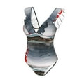 thumbnail image 4 of Yiaed 3d Lighthouse in the Surf Print Women's Ruffled One Piece Swimsuit V Neck Swimwear Slimming Monokini for Woman-XX-Large, 4 of 8