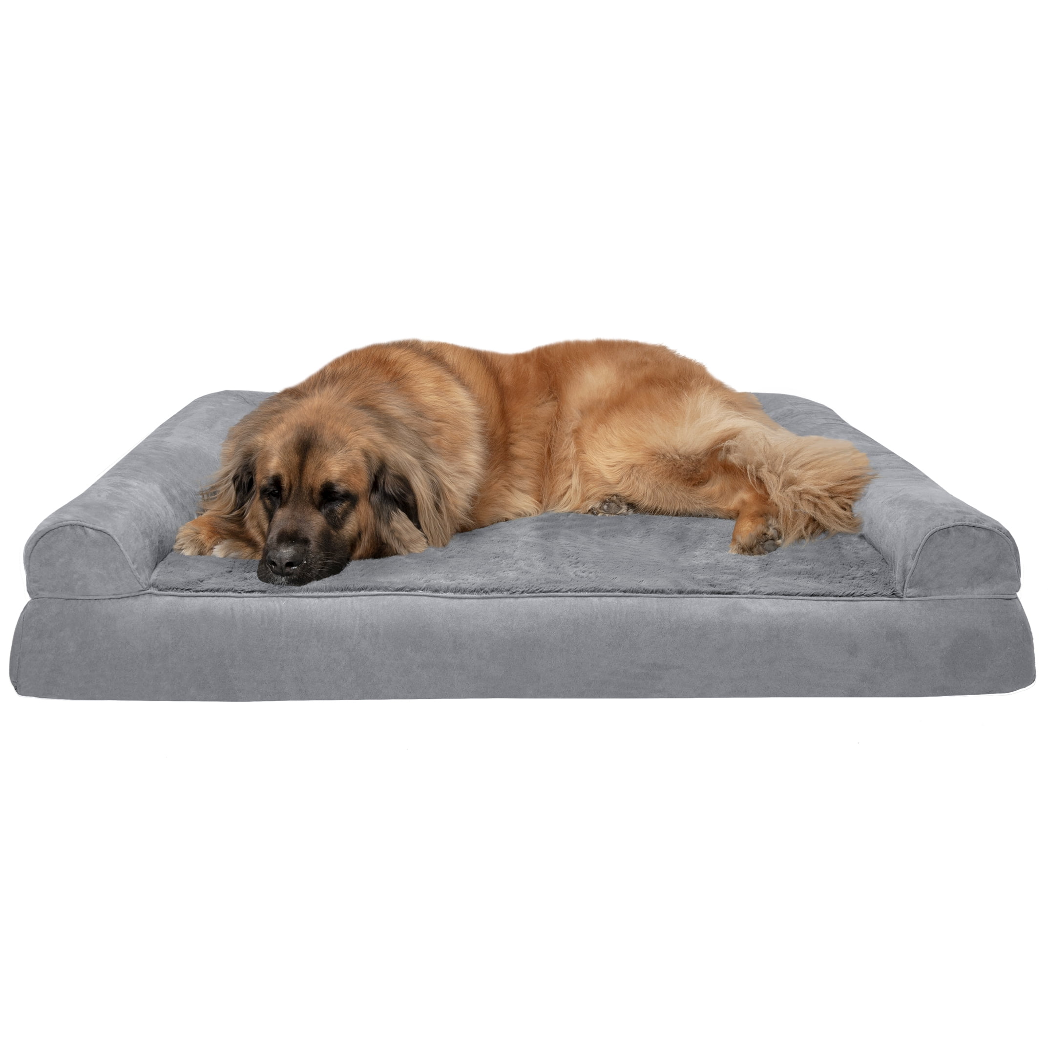 FurHaven Pet Dog Bed | Orthopedic Ultra Plush Sofa-Style Couch Pet Bed for Dogs & Cats, Gray