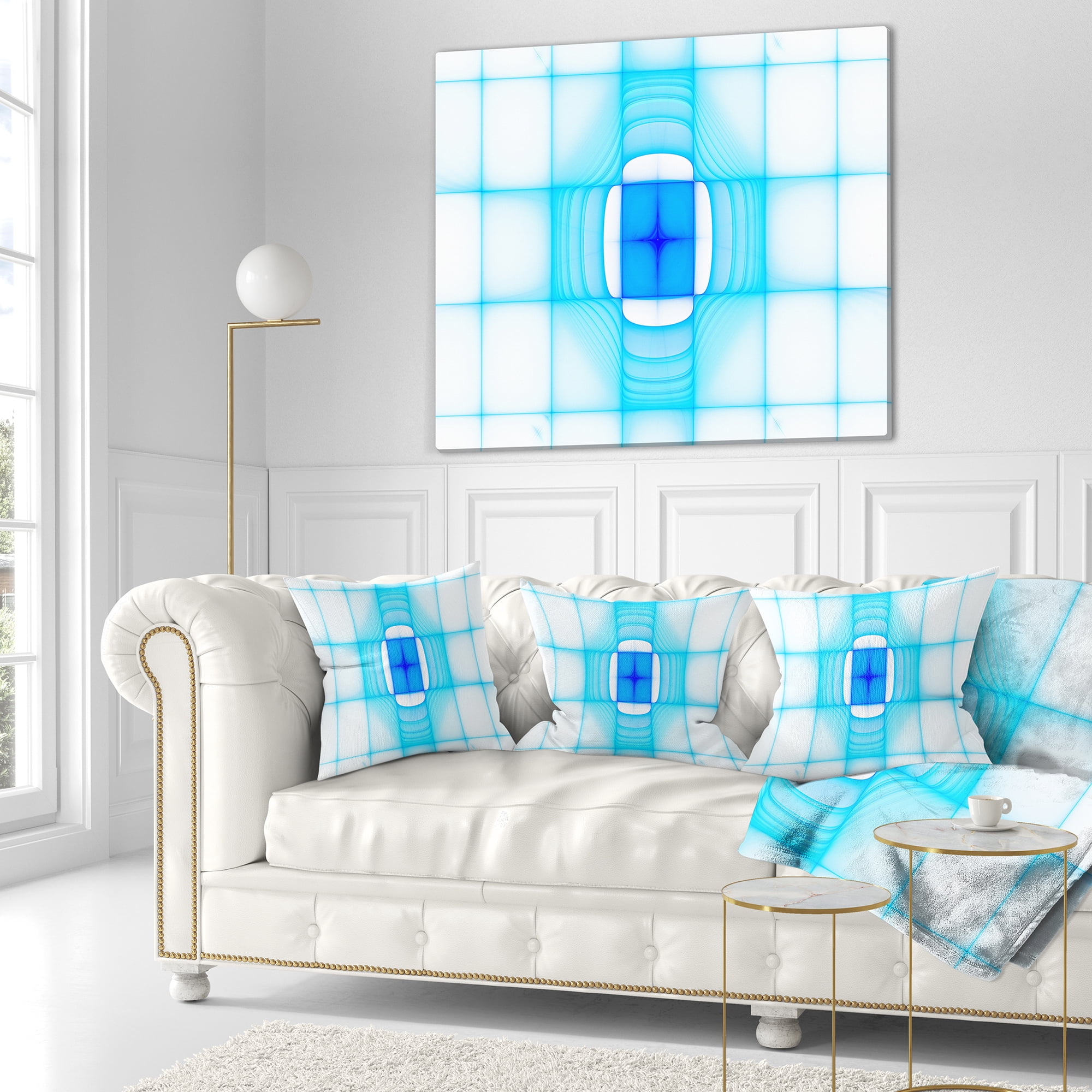 Designart Blue Thermal Infrared Visor - Abstract Throw Pillow - 18x18