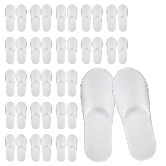 Qiweii 20 Pairs Bulk Disposable Hotel Slippers, White Spa Slippers for Guests, 5mm Thick Non-Slip Sole, One-Size Fits Most Men & Women, for Home, Salon, Gym