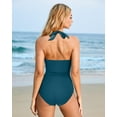 thumbnail image 3 of Women Sexy Tummy Control One Piece Swimsuits Halter Push Up Monokini Bathing Suits (Red, M), 3 of 6