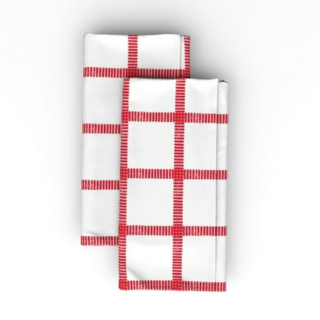 

Linen Cotton Canvas Dinner Napkins (Set of 2) - Striped Block Print Red Plaid Holiday Christmas White Independence Day Bbq American Flag Colors Print Cloth Dinner Napkins by Spoonflower